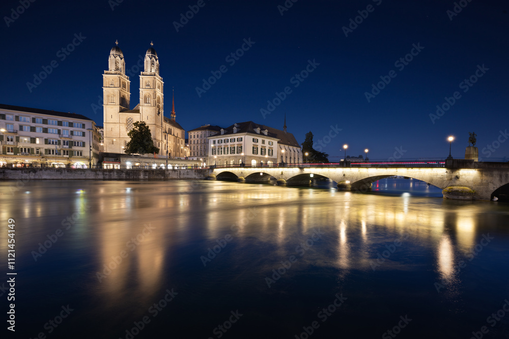 blaue Stunde in Zürich in der Schweiz blaue Stunde in Zürich in der Schweiz