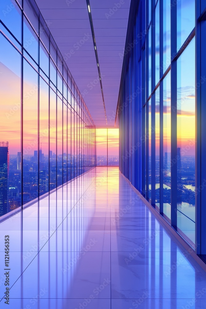 Obraz premium Majestic Skyline Reflection: A Captivating Architectural Masterpiece