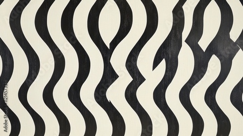 Elegant black and white wavy line pattern creating a seamless abstract visual background