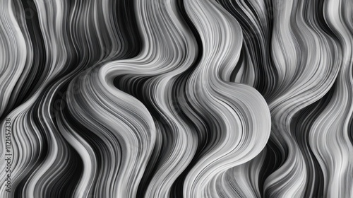 Elegant black and white wavy line pattern creating a seamless abstract visual background
