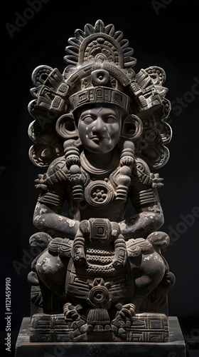 Intricate Sculpture of Xochipilli, Aztec God of Art, Beauty, and Flowers