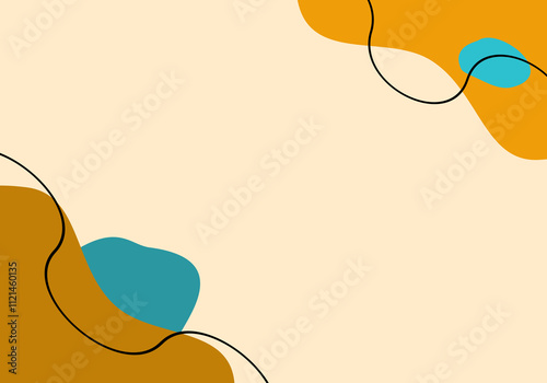 Simple abstract art minimalist, wavy lines and cute colorful blob shapes background. simple trendy flat vector illustration