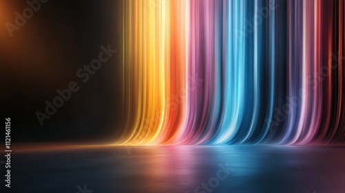 A vibrant flow of colors descends vertically like a curtain, creating an intriguing abstract design. The bold use of colors evokes a sense of wonder and excitement. photo