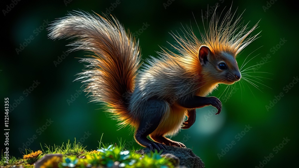 Bushy Tail Twitching - Vibrant Animal Portrait Bushy Tail Twitching - Vibrant Animal Portrait