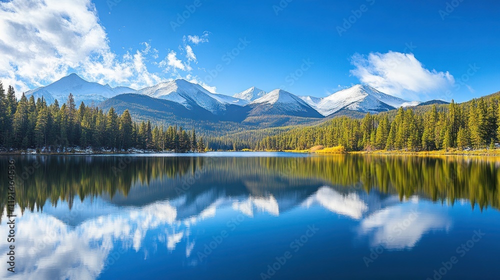 Majestic Mountain Lake Reflection: A Serene Autumn Landscape