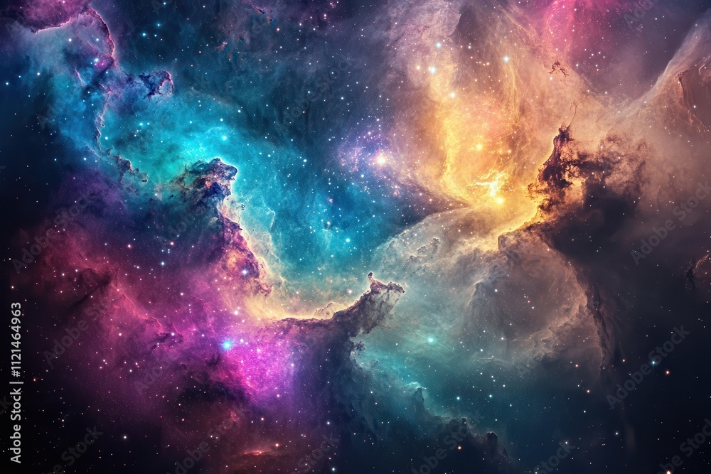 Fototapeta premium A Cosmic Dance of Nebulas and Stars in a Deep Space