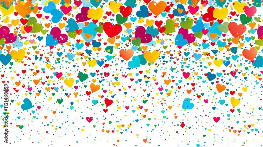 Fototapeta premium Vibrant background of colorful hearts for romantic and love themed designs and banners