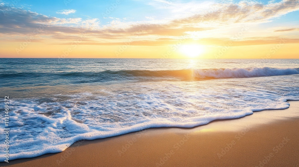 Sunset Beach Paradise: Serene Ocean Waves at Golden Hour Sunset Beach Paradise: Serene Ocean Waves at Golden Hour