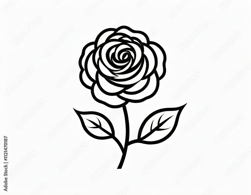 Rose on white background, illustration. Ai generated image. Rose on white background, illustration. Ai generated image.