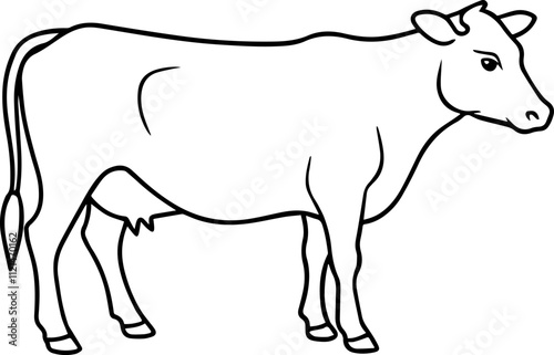 cow line art vector illustration