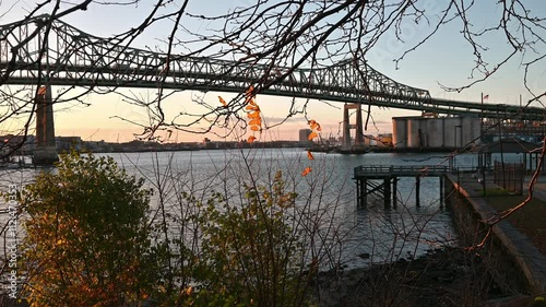 The Tobin Bridge architecture in Boston, Massachusetts, USA at sunrise. It is one of the most famous landmarks of Boston. photo