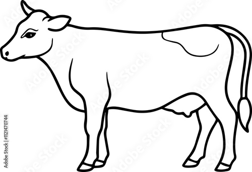 cow line art vector illustration