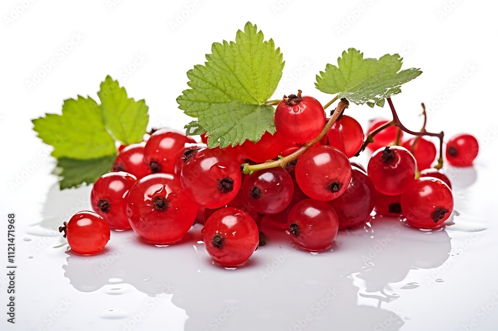 Currant with leaf on white background, Fresh Currant Currant with leaf on white background, Fresh Currant