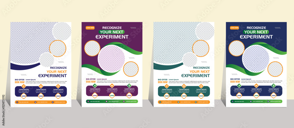 Fototapeta premium modern and minimalist Travel Flyer Layout with blue and magenta Accents. with a4 size flyer template, abstract business flyer and creative design, business flyer, brochure, magazine. 