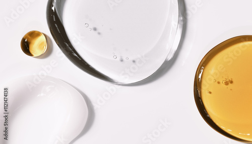 Canvastavla Skin care concept, cosmetic products round drops texture samples such as moistur