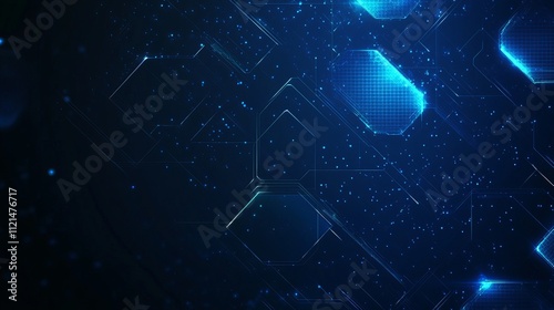 Abstract dark blue futuristic digital technology background with colorful vector design for modern web templates photo