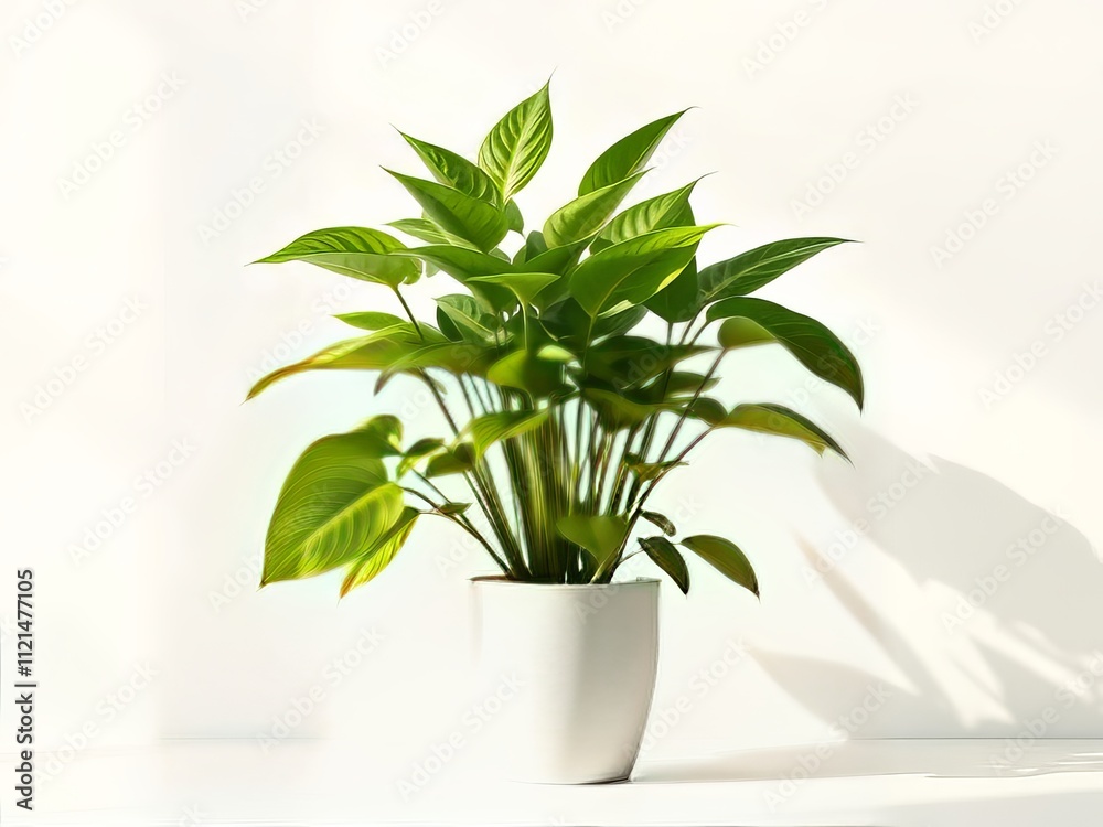 Vibrant Isolated Office Plant in White Pot - AI Photo Vibrant Isolated Office Plant in White Pot - AI Photo