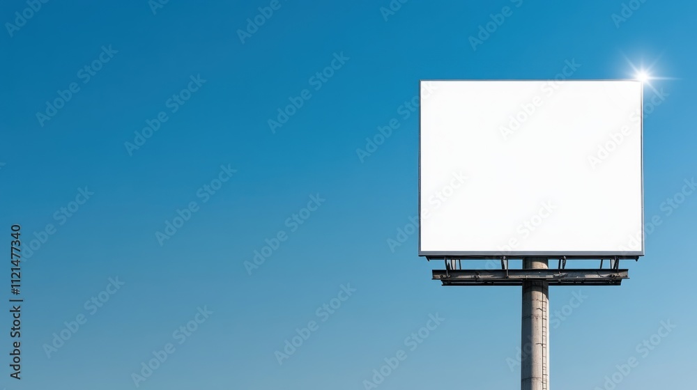 A blank billboard against a clear blue sky, ready for advertising. A blank billboard against a clear blue sky, ready for advertising.