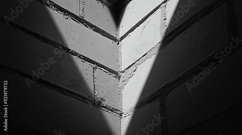 Abstract light and shadow on brick wall in corner