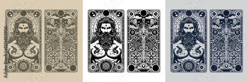 barbarian man tattoo design with fierce expressions