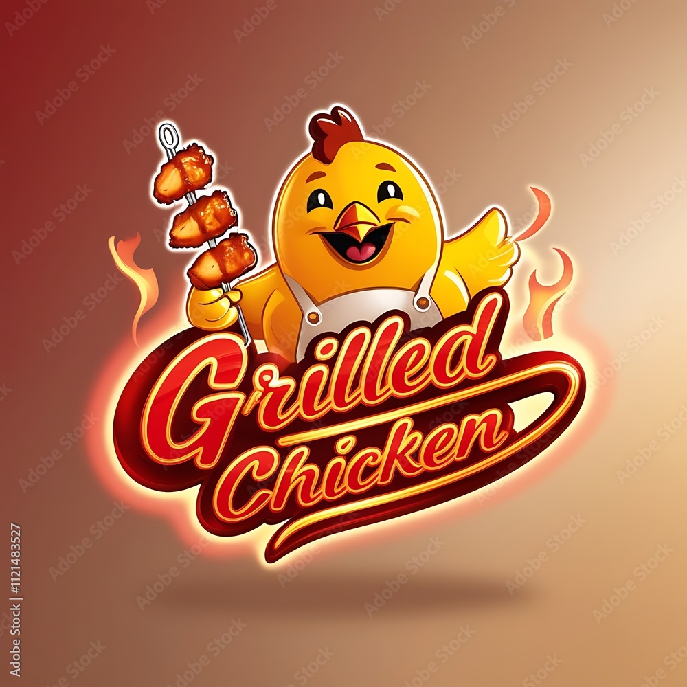 Naklejka premium Roast chicken logo design