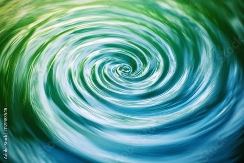 Swirling greens and blues create a mesmerizing whirlpool effect, evoking a sense of motion and depth in this abstract visual.