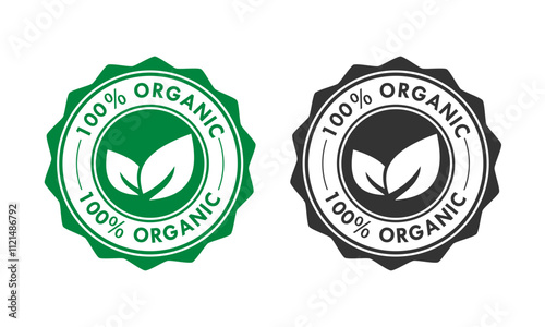 100% organic logo template illustration