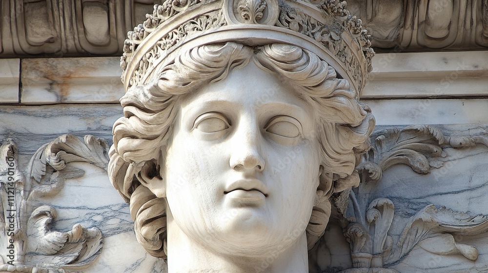 The head of a stone carved portrait The head of a stone carved portrait
