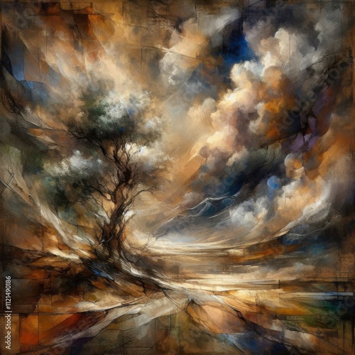 AI-generated abstract art painting inspired by nature