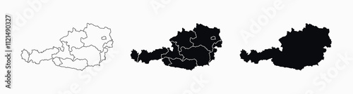 Austria Map vector icon. Map of Austria various styles.