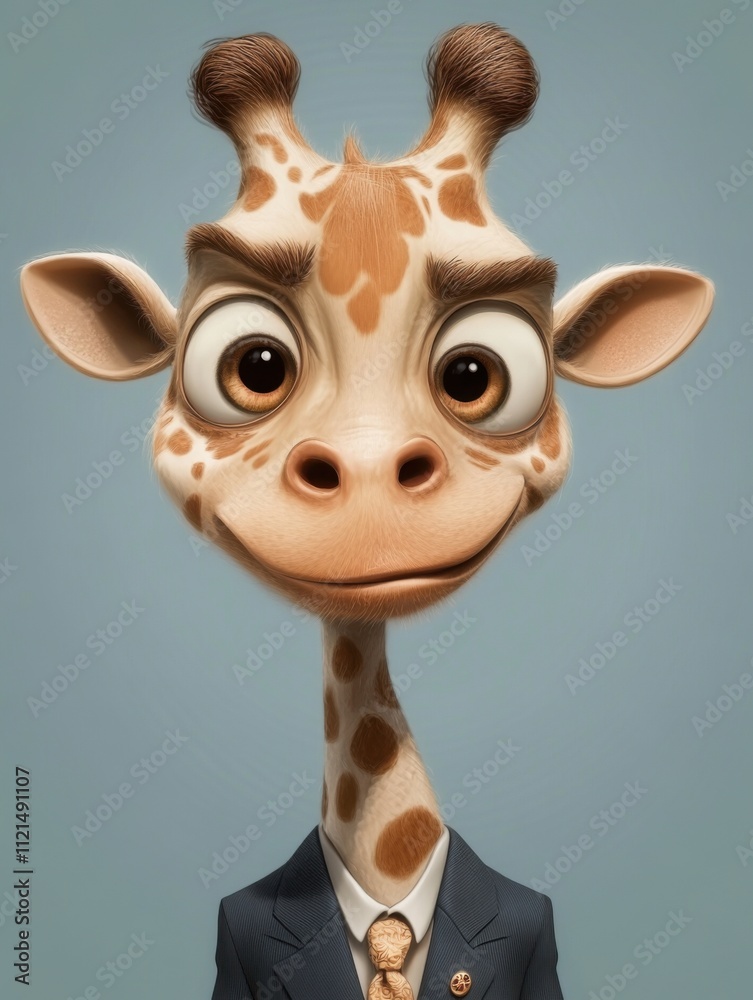 Obraz premium High-Detail Cartoon Animal Head Portraits with Hilarious Expressions