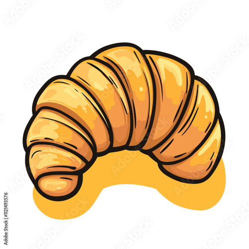 Vector illustration of a freshly baked croissant, a delicious pastry perfect for breakfast or a snack,icon logo template