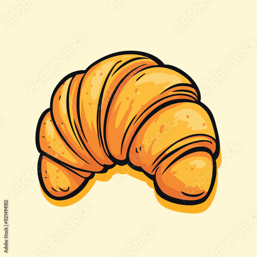 Vector illustration of a freshly baked croissant, a delicious pastry perfect for breakfast or a snack,icon logo template