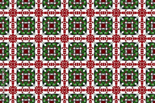 Christmas Abstract Seamless Pattern with Shining Baubles