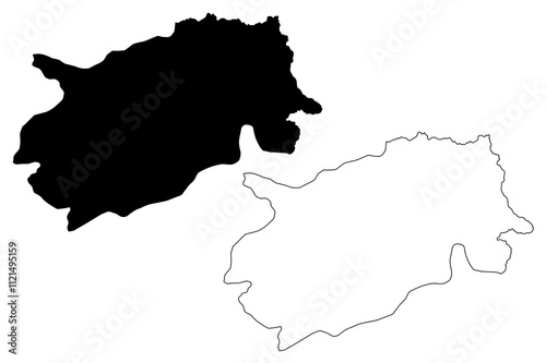 Trashigang District (Districts of Bhutan, Kingdom of Bhutan) map vector illustration, scribble sketch Trashigang map