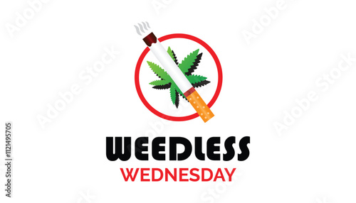 WEEDLESS Wednesday observed each year during January. WEEDLESS Wednesday creative concept design. Vector template for banner, greeting card, poster with background.