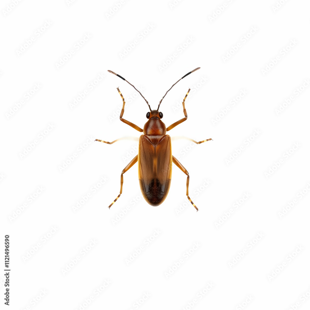 a brown insect isolated on the blank background