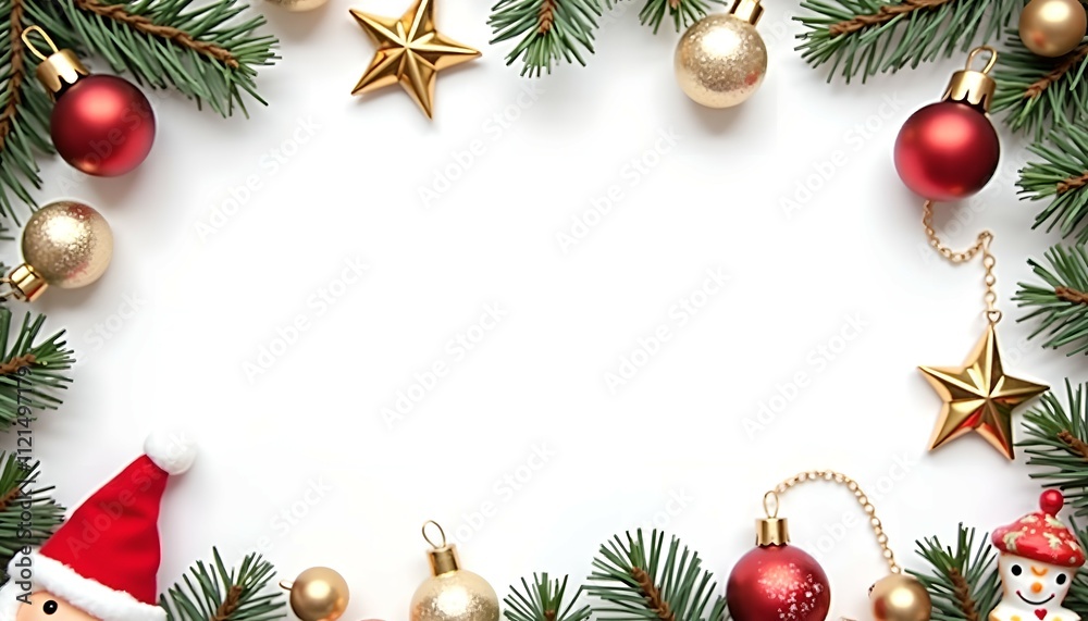 White background image with christmas decorations White background image with christmas decorations