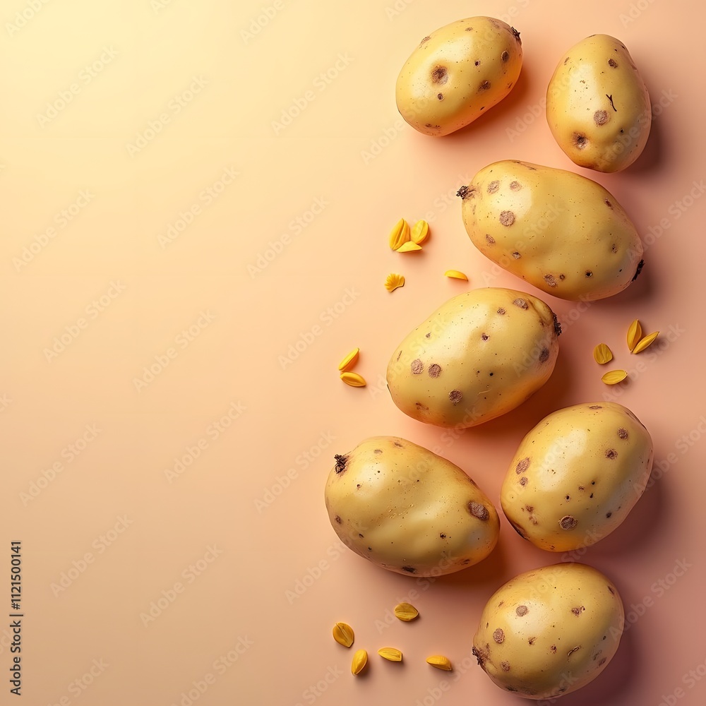 Sunset Glow: Artistic Potato Top View With Pastel Tones Sunset Glow: Artistic Potato Top View With Pastel Tones