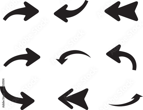 Arrow Collection Set black vector different style.