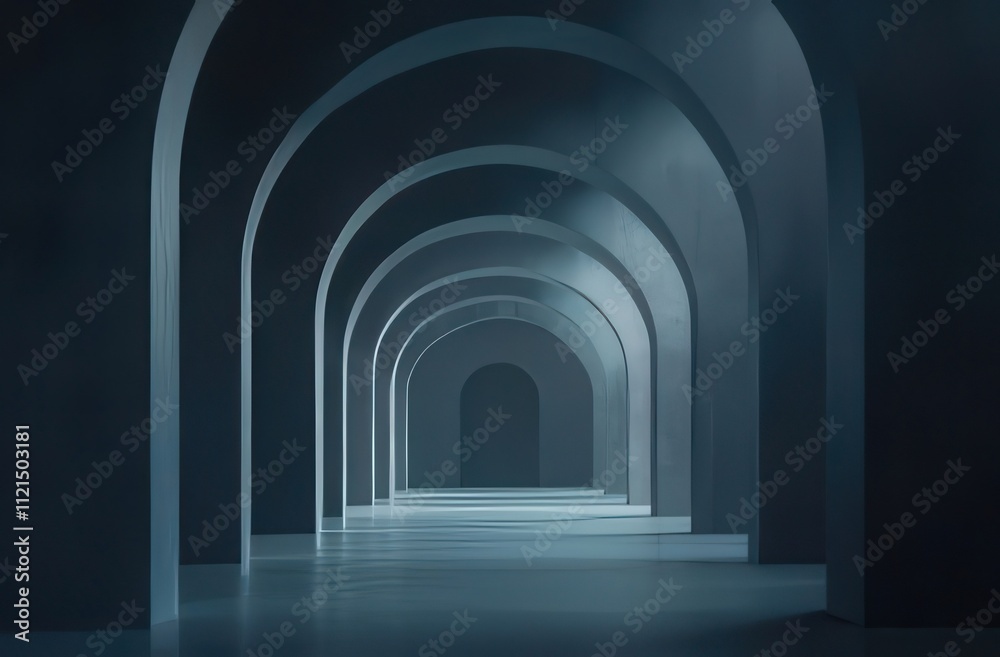 Dark blue arched hallway with perspective. Dark blue arched hallway with perspective.