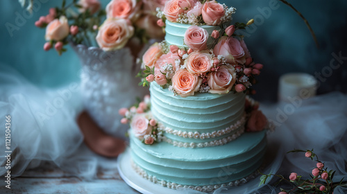 elegant wedding cake decorated with pink roses for romantic celebrations