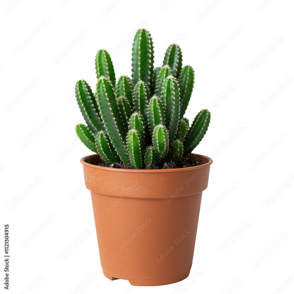 cactus in a pot isolated on transparent PNG background, graphic resource.