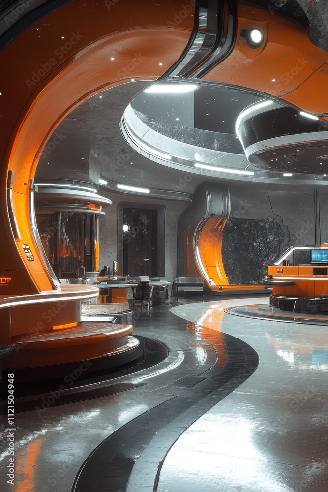 Fototapeta premium Futuristic and Sleek Interior Design of a Sci-Fi Set or Studio