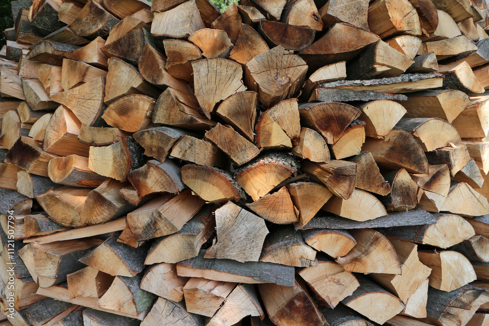 Stack of wood logs by Lykershausen - Rheinsteig - between Saint Goarshausen and Kamp-Bornhofen - Hesse - Germany Stack of wood logs by Lykershausen - Rheinsteig - between Saint Goarshausen and Kamp-Bornhofen - Hesse - Germany