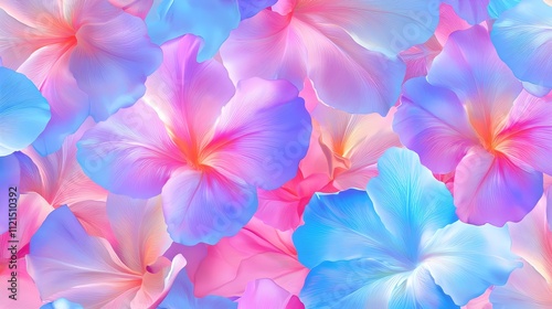 A colorful flower with a blue center and pink petals