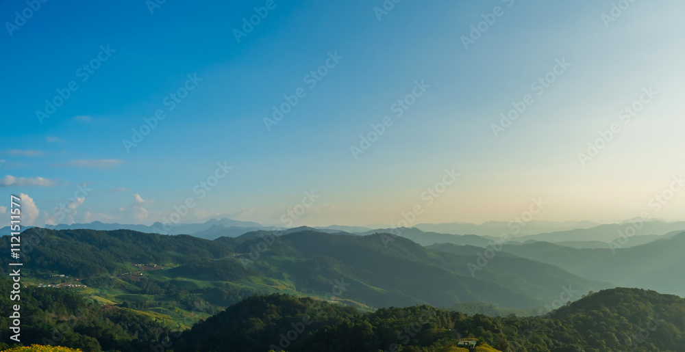 Natural landscape sunset sky on top of mountain and valleys. Natural landscape sunset sky on top of mountain and valleys.