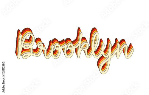 Brooklyn hand lettering with 3d isometric effect and rainbow patterns