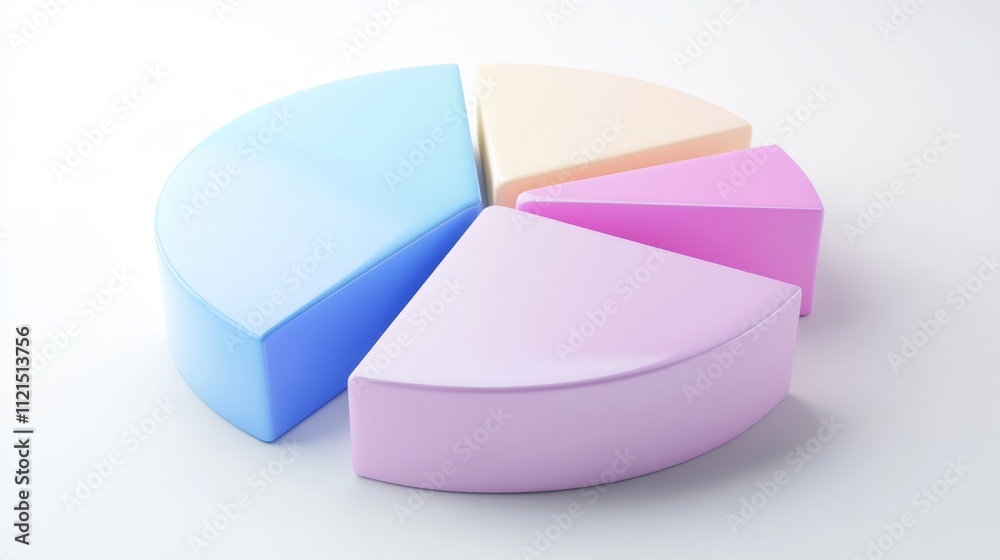 Obraz premium Colorful Geometric Shapes Representing Pie Chart in Soft Pastel Tones