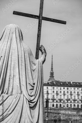 The religious statue in fro...
